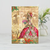 Marie Antoinette Versailles Kersttea Party Kaart (Staand voorkant)