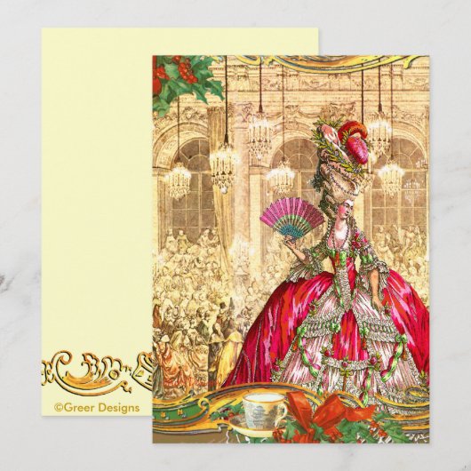 Marie Antoinette Versailles Kersttea Party Kaart (Voorkant / Achterkant)