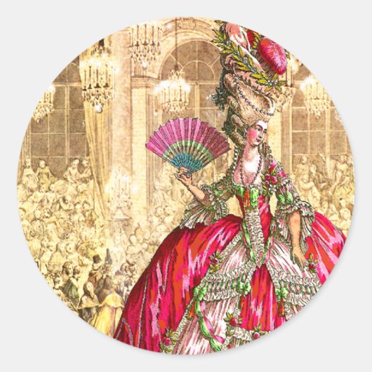 Marie Antoinette Versailles Kersttea Party Ronde Sticker (Voorkant)