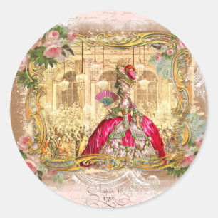 Marie Antoinette Versailles Party Pink Ronde Sticker