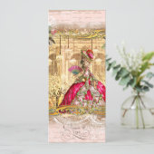 Marie Antoinette Versailles Party Pink Uitnodiging (Staand voorkant)