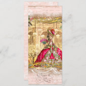 Marie Antoinette Versailles Party Pink Uitnodiging (Voorkant / Achterkant)