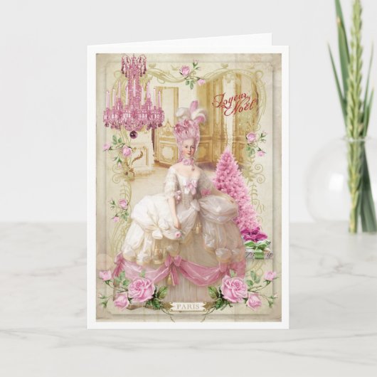Marie Antoinette  Versailles Pink Christmas Card Feestdagen Kaart (Voorkant)