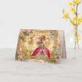 Marie Antoinette Versailles Pink Party-kaarten Kaart (Gele Bloem)