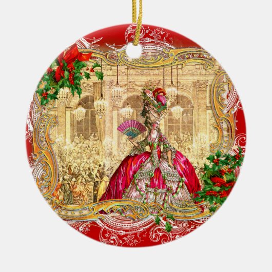 Marie Antoinette voor Kerstmis te Versailles Keramisch Ornament (Voorkant)