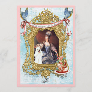 Marie Antoinette & White Poodle Kaart