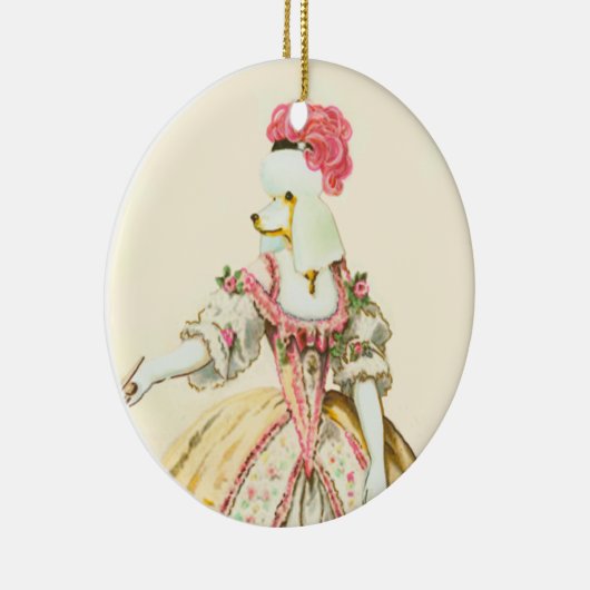 Marie Antoinette White Poodle-kerstversiering Keramisch Ornament (Rechts)