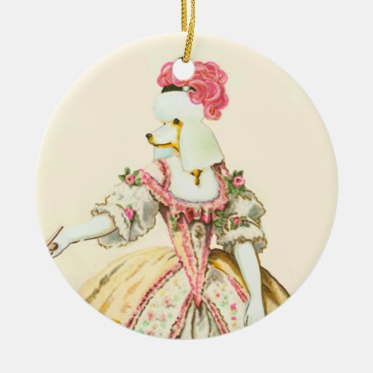 Marie Antoinette White Poodle-kerstversiering Keramisch Ornament (Voorkant)