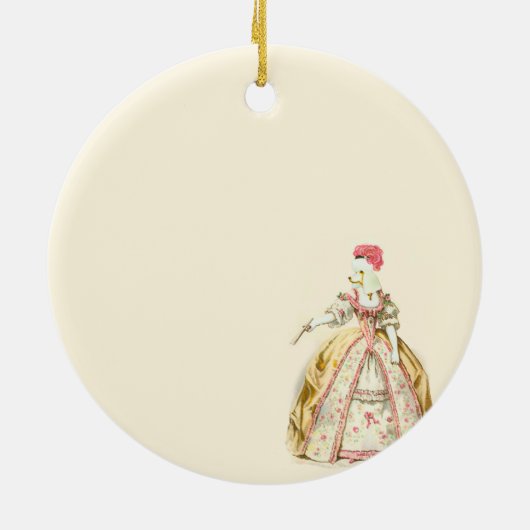 Marie Antoinette White Poodle-kerstversiering Keramisch Ornament (Achterkant)