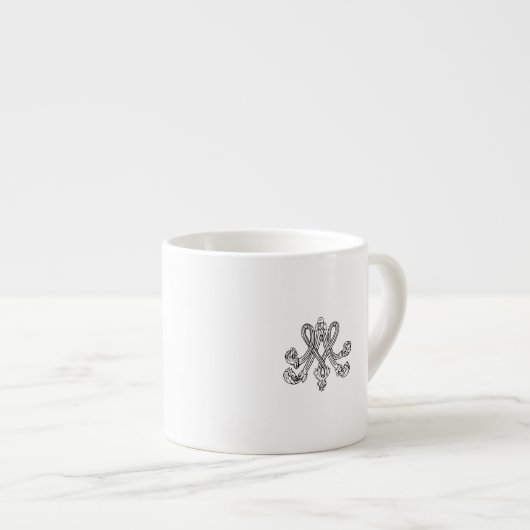 Marie Antoinette – white Royal Monogram Monogramme Espresso Kop (Voorkant rechts)