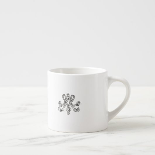 Marie Antoinette – white Royal Monogram Monogramme Espresso Kop (Rechts)