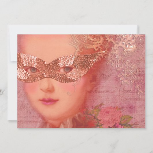 Marie Antoinette Winter Bruiloft Maskerade 5 x 7 Kaart (Voorkant)