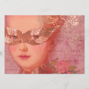 Marie Antoinette Winter Huwelijksmaskerade 5 x 7 Kaart