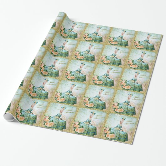 Marie Antoinette Wrapping Paper Emerald Garden Cadeaupapier (Uitgerold)