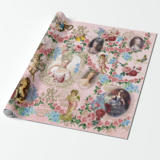 Marie Antoinette Wrapping Paper Roos van Versaille Cadeaupapier (Uitgerold)