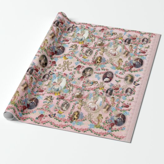 Marie Antoinette Wrapping Paper Rose of Versailles Cadeaupapier (Uitgerold)