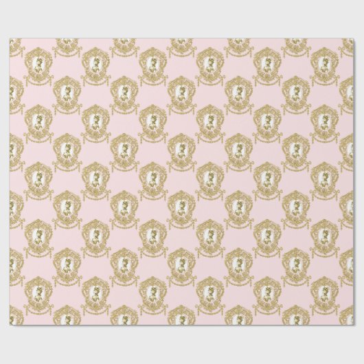 Marie Antoinette Wrapping Paper Roze Cameo Cadeaupapier (Vlak)