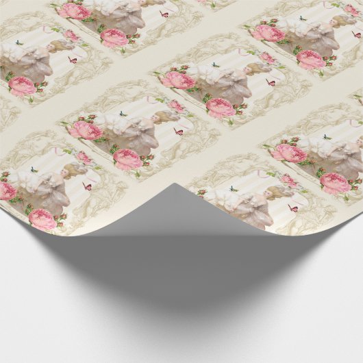 Marie Antoinette Wrapping Paper Roze Rose Lijst Cadeaupapier (Hoek)