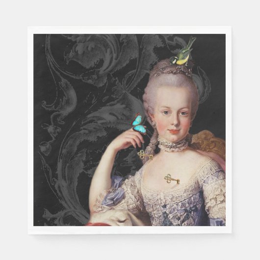  Marie Antoinette, zwart met slot en sleutel Servet (Voorkant)