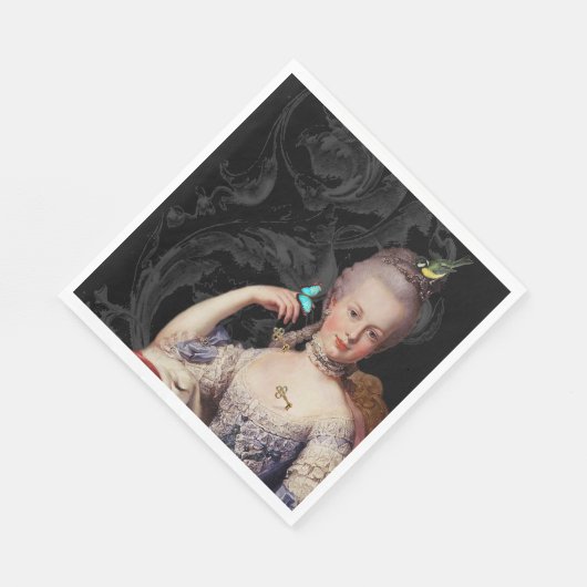  Marie Antoinette, zwart met slot en sleutel Servet (Hoek)