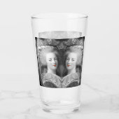 Marie Antoinette zwarte en witte collage Glas (Achterkant)