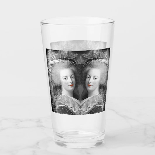 Marie Antoinette zwarte en witte collage Glas (Voorkant)
