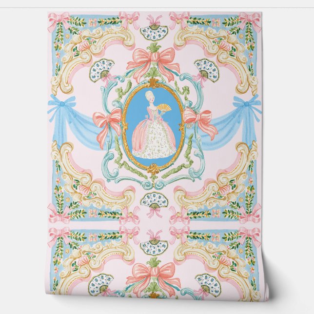 Marie Antoniette geïnspireerde sierlijke rococo pa Behang (Afrollen)