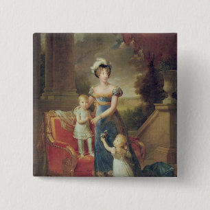 Marie-Caroline de Bourbon met haar kinderen Vierkante Button 5,1 Cm
