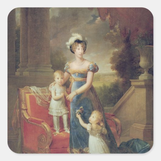 Marie-Caroline de Bourbon met haar kinderen Vierkante Sticker (Voorkant)