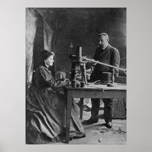 Marie Curie met man Poster (Voorkant)