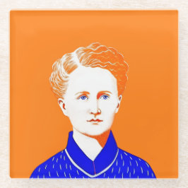 Marie Curie Portret - Design Illustratie Glazen Onderzetter