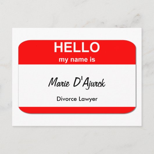 Marie D'Ajurck, Divorce Lawyer Briefkaart (Voorkant)