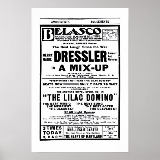 Marie Dressler 1915  theater en poster (Voorkant)