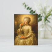 Marie eet pizza Digitale Kunst Briefkaart (Staand voorkant)