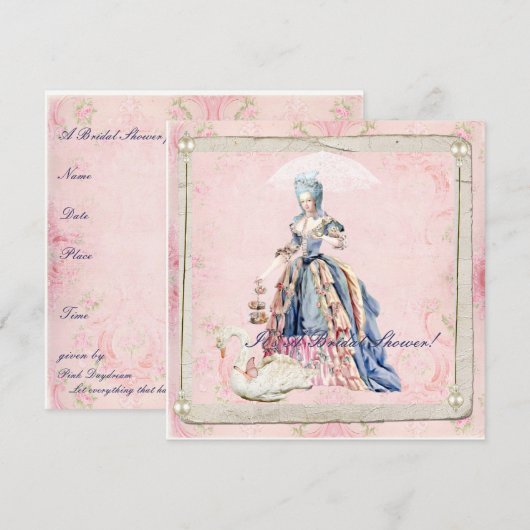 Marie en een Swan Bridal Shower Kaart (Voorkant / Achterkant)