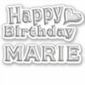 Marie Happy Birthday silver Aufkleber Sticker (Voorkant)
