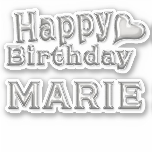 Marie Happy Birthday silver Aufkleber Sticker (Voorkant)
