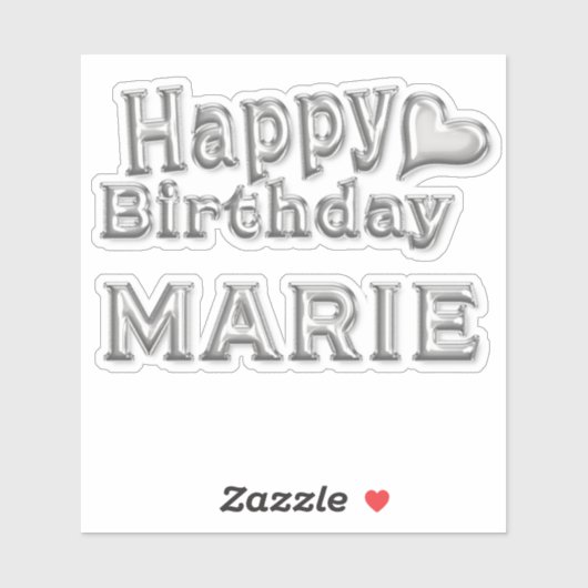 Marie Happy Birthday silver Aufkleber Sticker (Vel)
