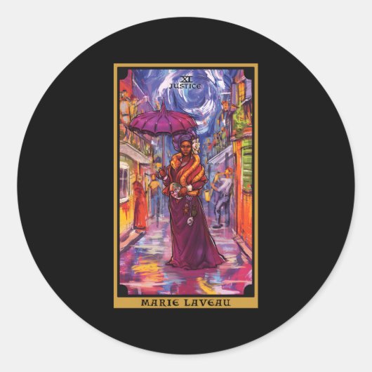 Marie Laveau Justice Tarot Kaart Voodoo Witch New  Ronde Sticker (Voorkant)