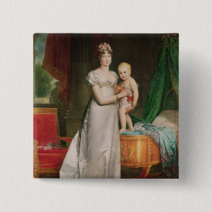 Marie Louise en de koning van Rome Vierkante Button 5,1 Cm