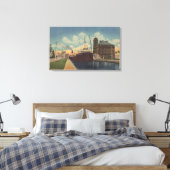 Marie, MI - Uitzicht van Freighter die MacArthur v Canvas Afdruk (Insitu (Slaapkamer))