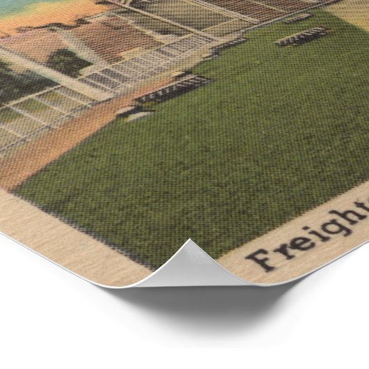 Marie, MI - Uitzicht van Freighter die MacArthur v Poster (Hoek)