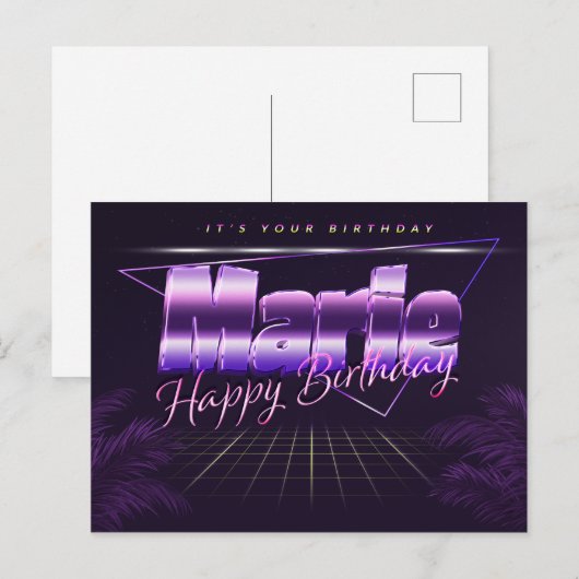 Marie Name Vorname lila Postkarte Geburtstag Briefkaart (Voorkant / Achterkant)