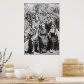 Marie Sklodowska Curie met haar vier studenten Poster (Keuken)