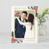 Maried And Merry Holiday Christmas Photo Kaart (Staand voorkant)