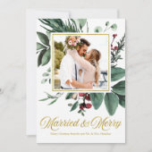 Maried And Merry Holiday Christmas Photo Kaart (Voorkant)