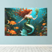 "Marielle" - Mooie dansende zeemeermin Canvas Afdruk (Insitu (Houten vloer))