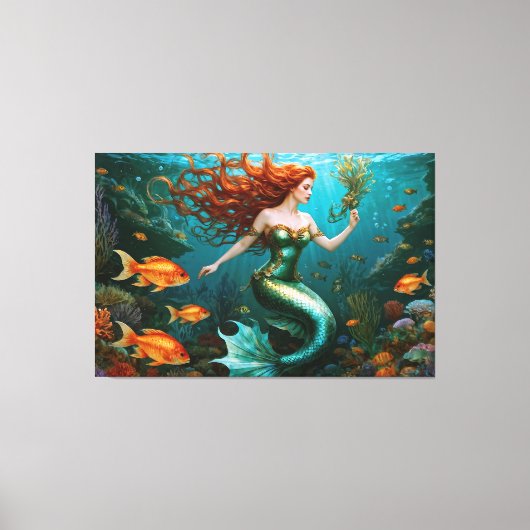 "Marielle" - Mooie dansende zeemeermin Canvas Afdruk (Voorkant)