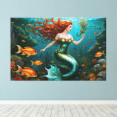 "Marielle" - Mooie dansende zeemeermin Canvas Afdruk (Insitu (Houten vloer))