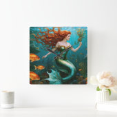 "Marielle" - Mooie dansende zeemeermin Vierkante Klok (Huis)